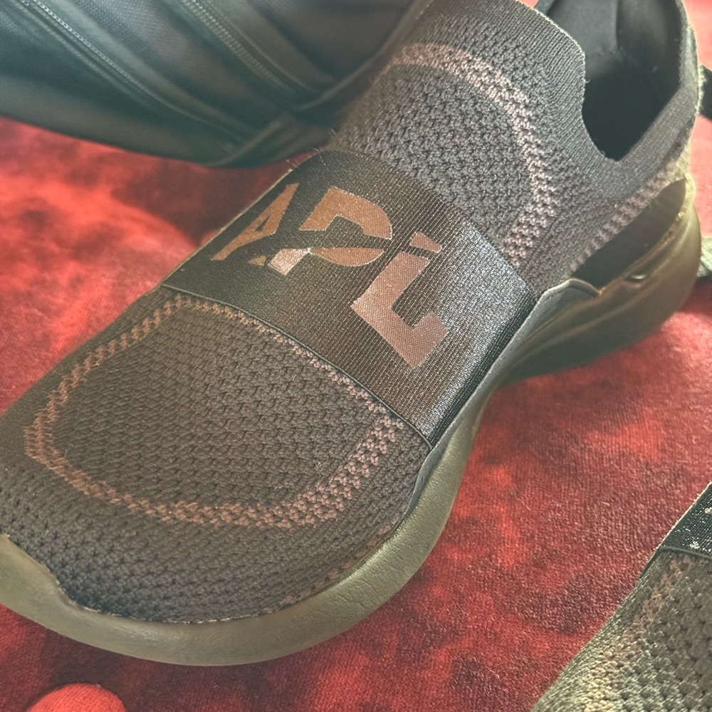 APL woman’s Black Sneakers casual designer shoes, knitted slip on